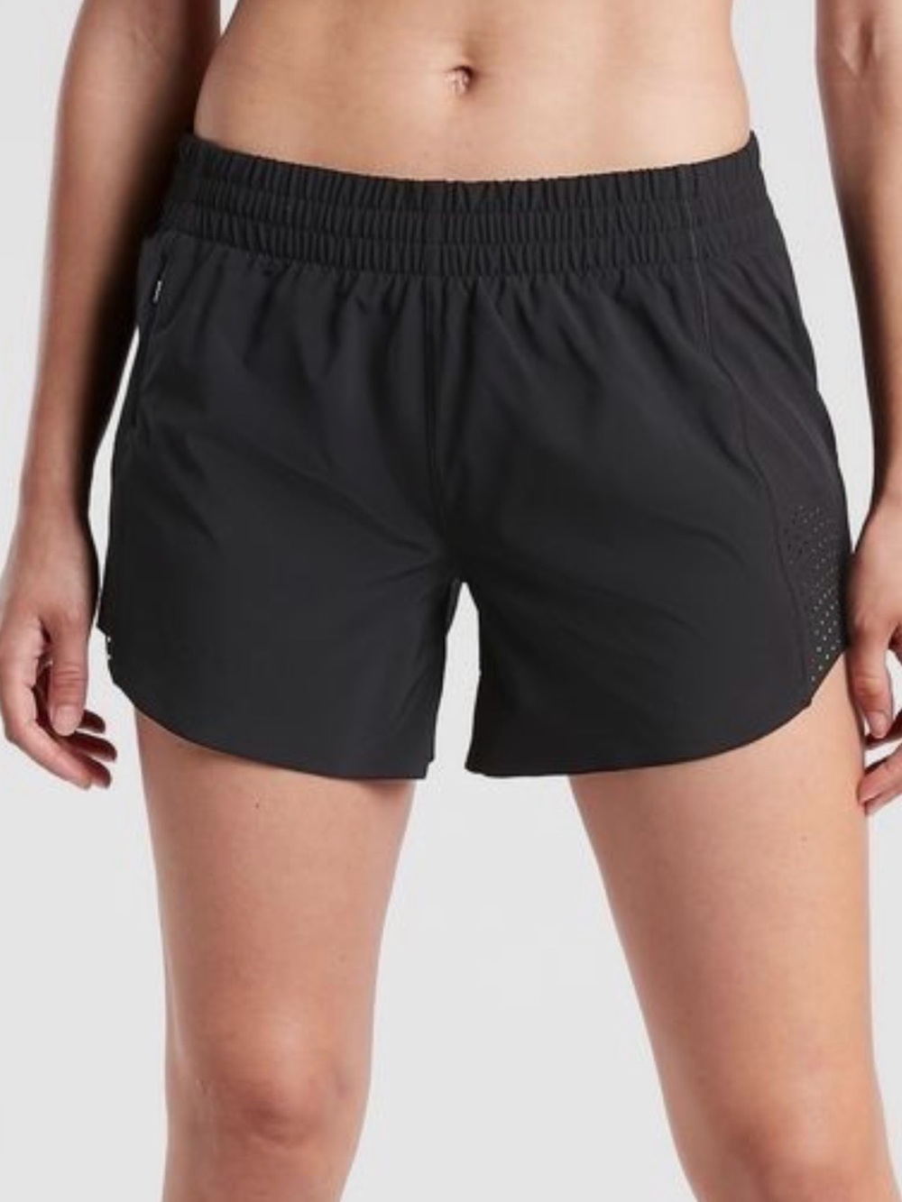 Athleta 3” Hustle Shorts with laser hole punched side panels